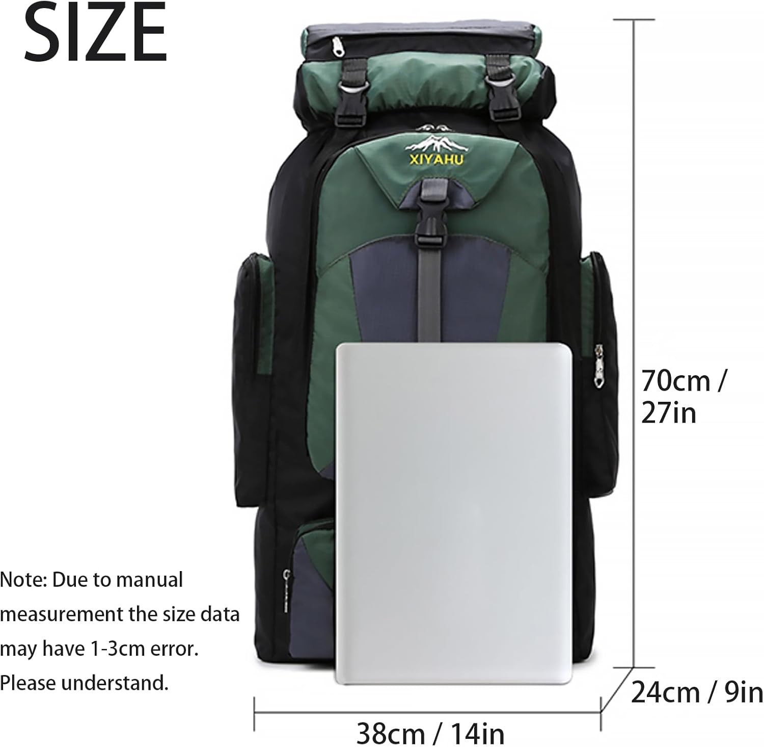 70L Hiking Backpack Large Camping Pack Backpacking Bag Rucking Backpack 2