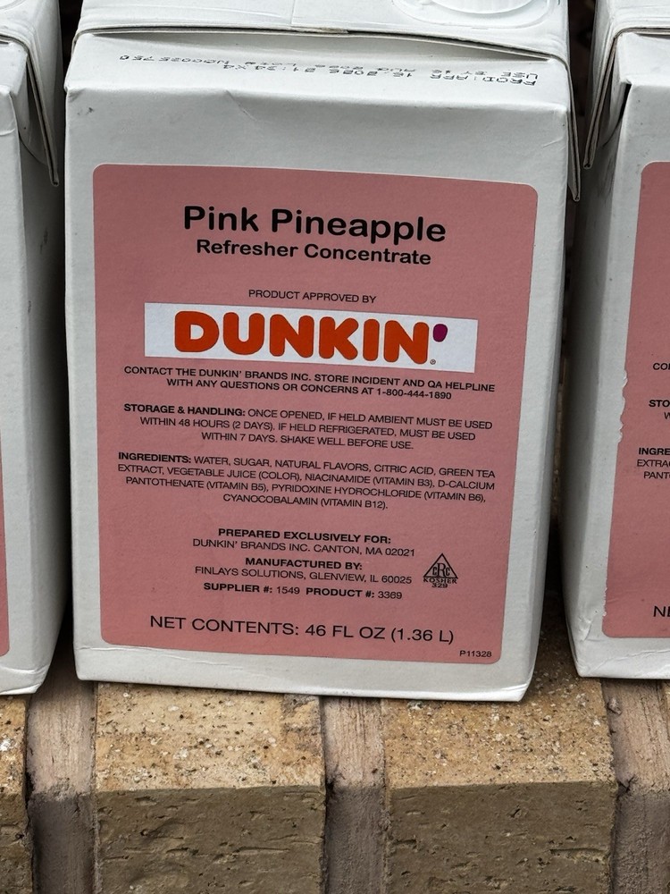 Dunkin Donuts Pink Pineapple Refresher Exp Aug 16th 2026 Free Shipping Brand New