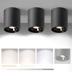 Modern LED Ceiling Light 3-Pack Black Dimmable 20W 1300LM 3000K–6000K Flush Moun