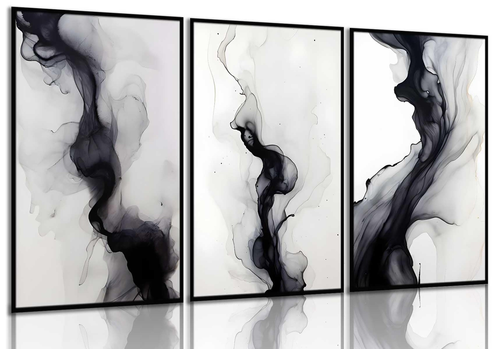 3 Pcs Black And White Simple Abstract Canvas Wall Art Black and gray Minimali... gallery