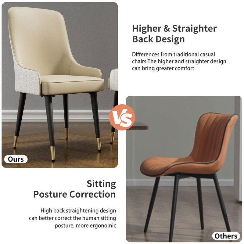2PCS Dining Chairs Microfiber Leather Upholstered High Backrest Lion Head Decor gallery