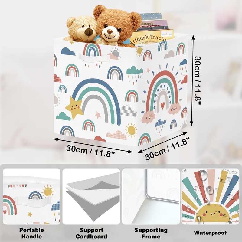 11.8" Rainbow Cube Storage Organizer Set 3Pcs Sun Cloud Cube Storage Bin for ... gallery