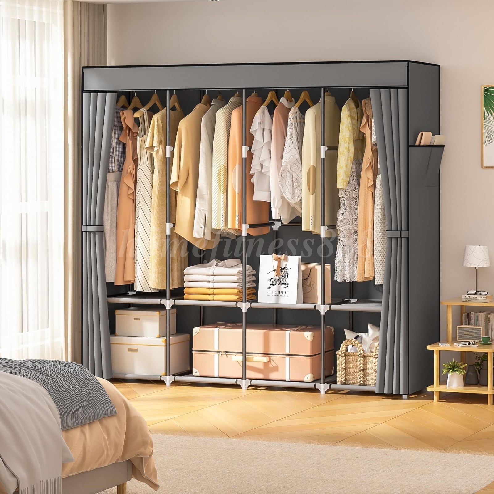 New Design Portable Closet Wardrobe Clothes Rack Storage Organizer Shelf Fabric gallery
