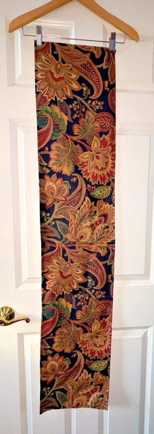 Handmade Leaves & Floral Traditional Table Runner - Black and Tan 11 x 53 In gallery
