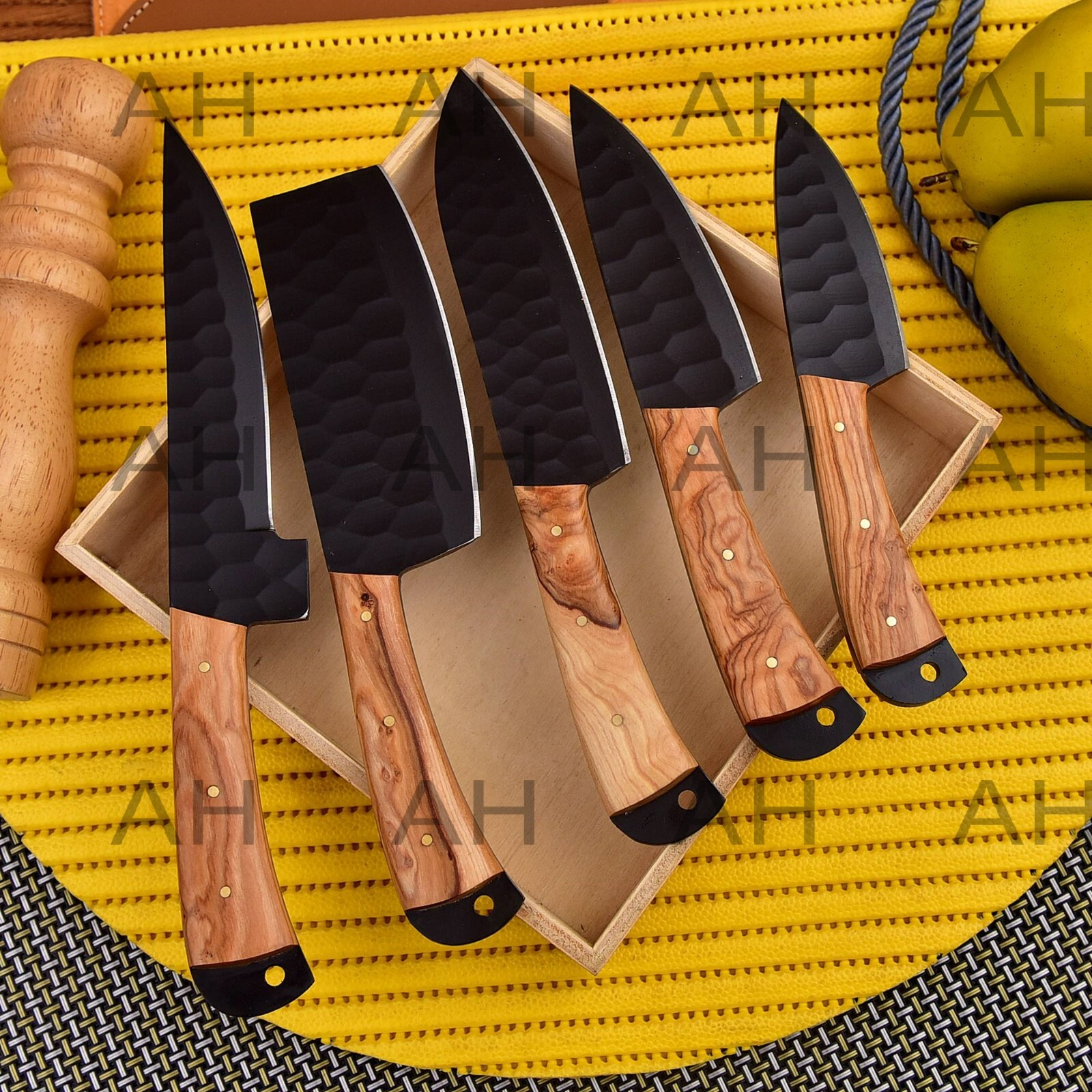 CUSTOM HANDMADE FORGED CARBON STEEL CHEF KNIFE KITCHEN KNIVES CHEF SET AH- 2387 gallery