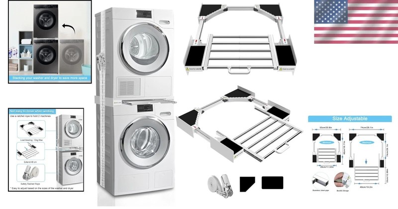 Adjustable 29" Stacking Kit for Washer Dryer, Pull-Out Rack gallery