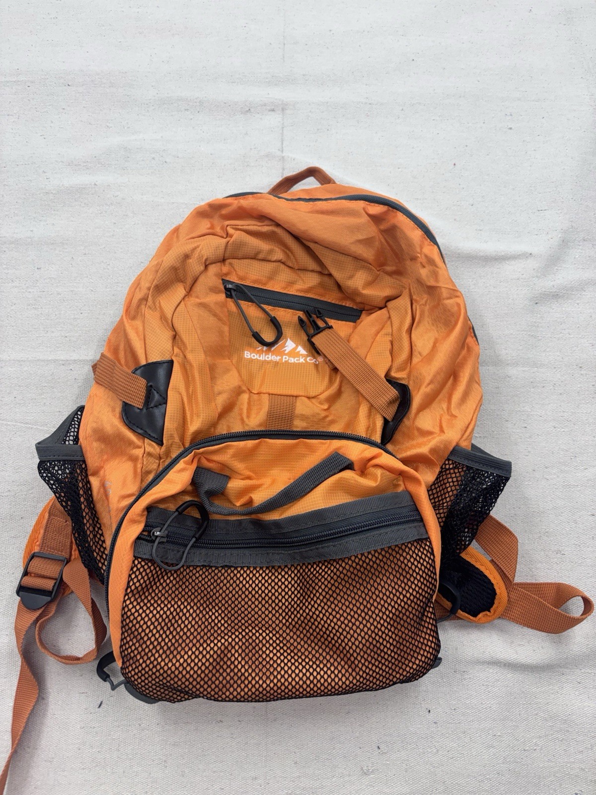 Boulder Pack Co. Folding Compact Backpack Orange Hiking Camping