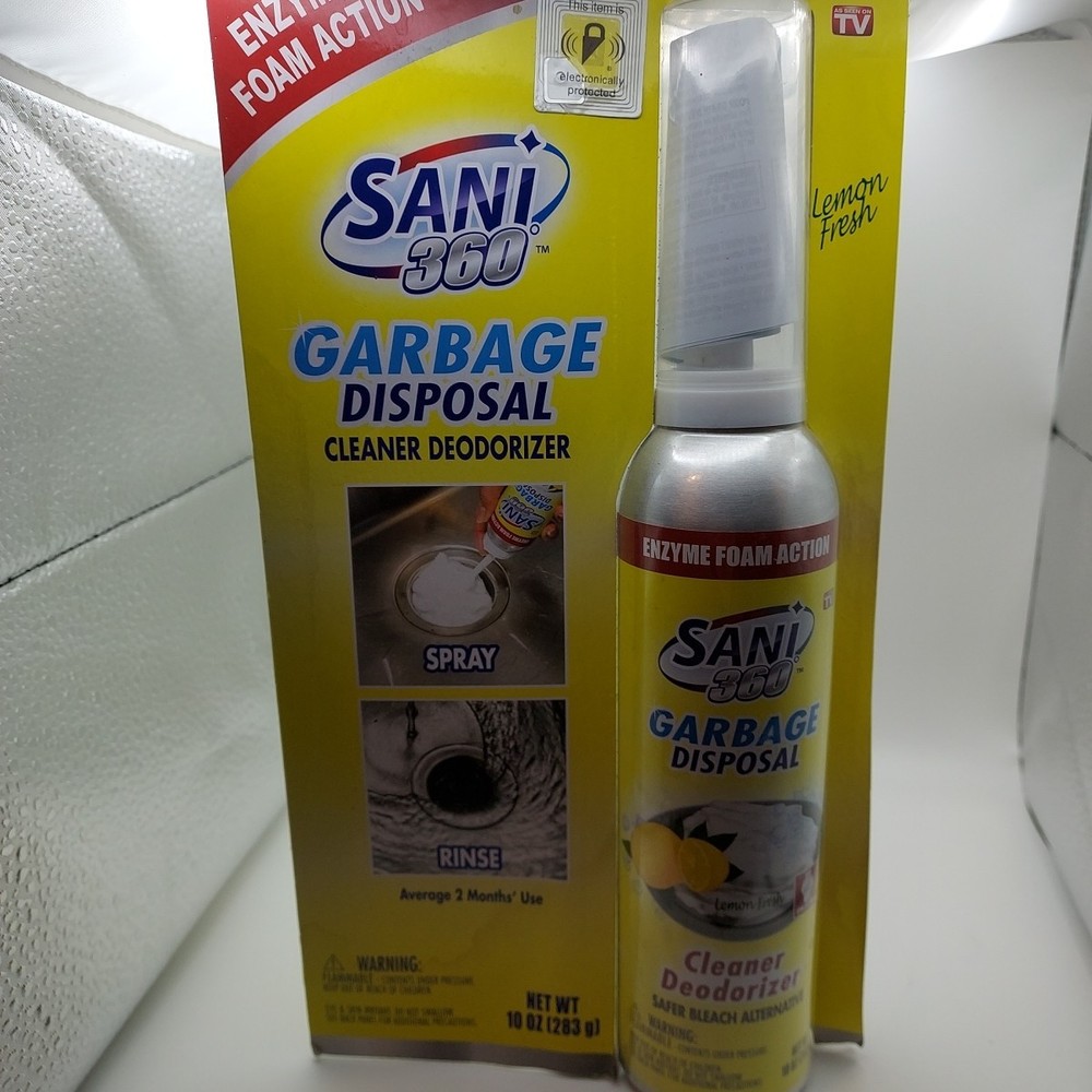 Sani 360° Garbage Disposal Cleaner Deodorizer 10 oz. Lemon Scent Enzyme Foam Act