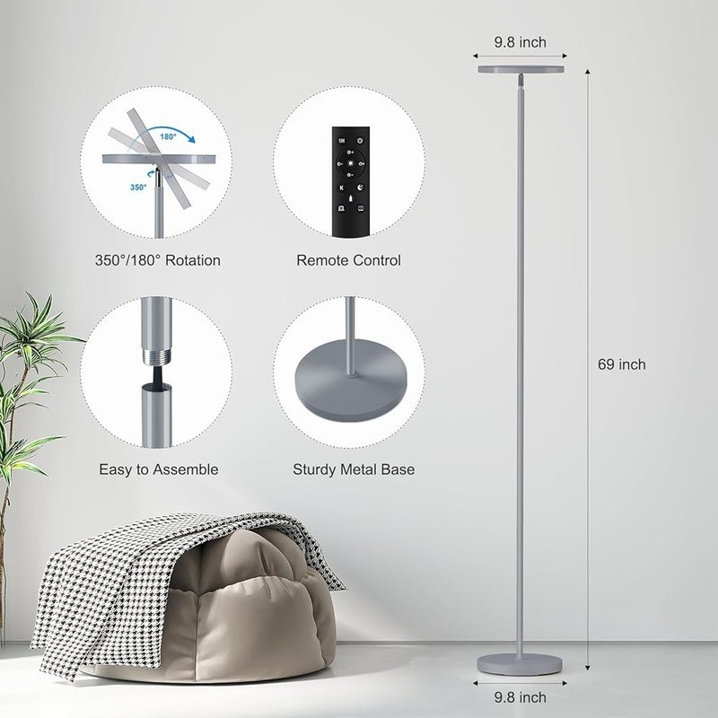 Dimmable LED Floor Lamp Remote Control Adjustable Brightness Night Light Reading gallery