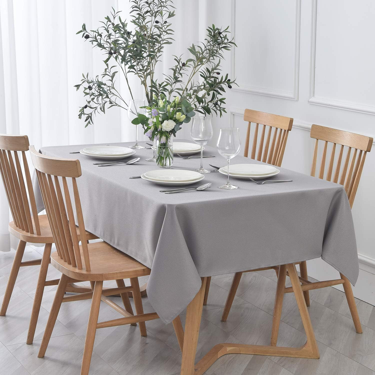 Rectangle Textured Tablecloth Waterproof Spillproof Wrinkle Free Table Cloth, Ki gallery