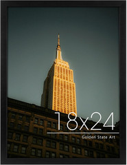 Black Solid Wood 18×24 Frame with Real Glass for Vertical or Horizontal Display