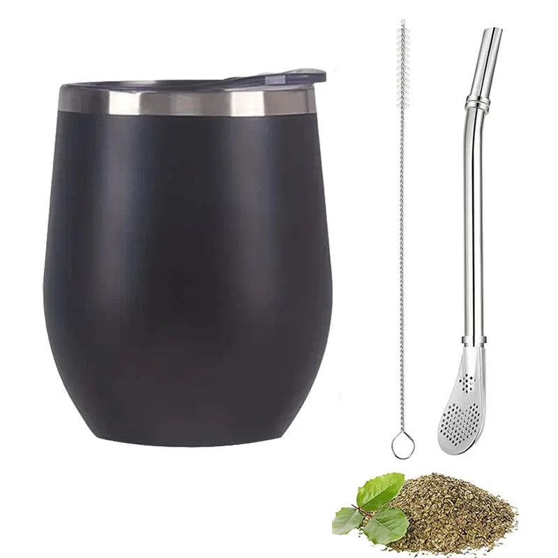 3pcs Stainless Steel Yerba Mate Cup Set: 350ML Gourd, Bombillas & Brush gallery