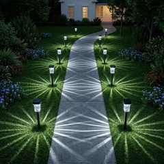 Solar Pathway Lights 12 Pack, Waterproof, 6000K Cold White, Auto On/Off