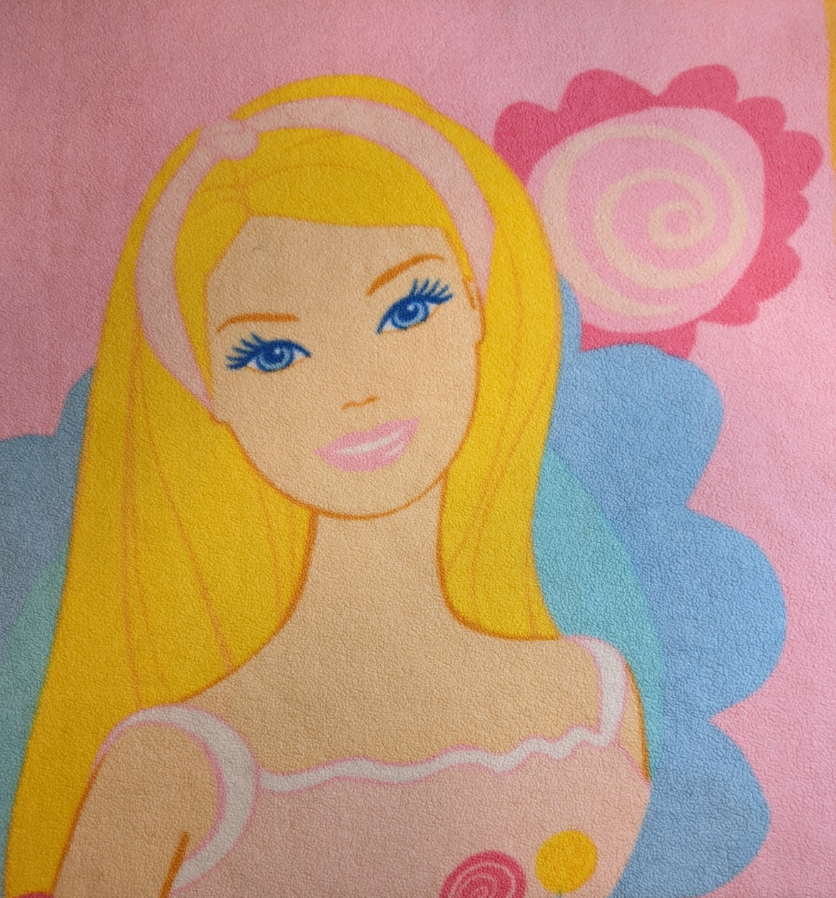 Barbie Fleece Throw Blanket 48 x 53 Inches See Condition Notes gallery