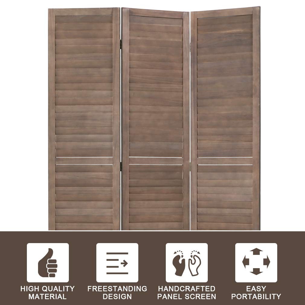 Fdw 3 Panel Wood Room Divider 4.3 Ft Tall Privacy Wall Divider 67.7 X 16.9 Each gallery
