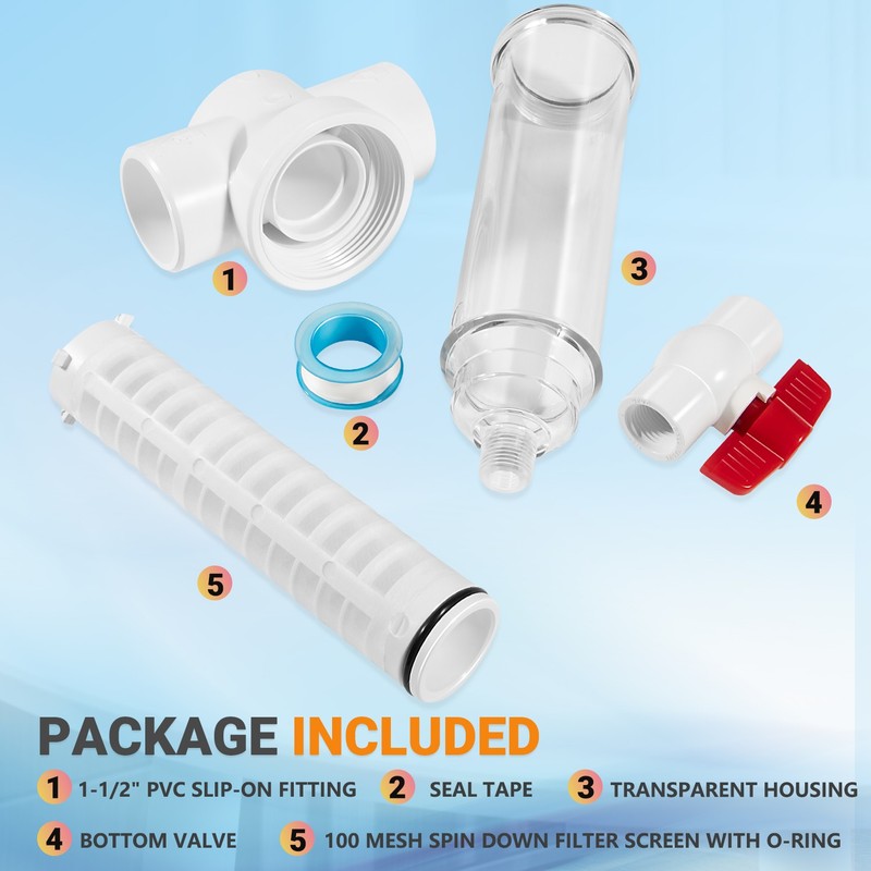 Replace For Rusco/Vu-Flow 1-1/2" Spin Down Filter 100 Mesh Sediment Water Filter gallery