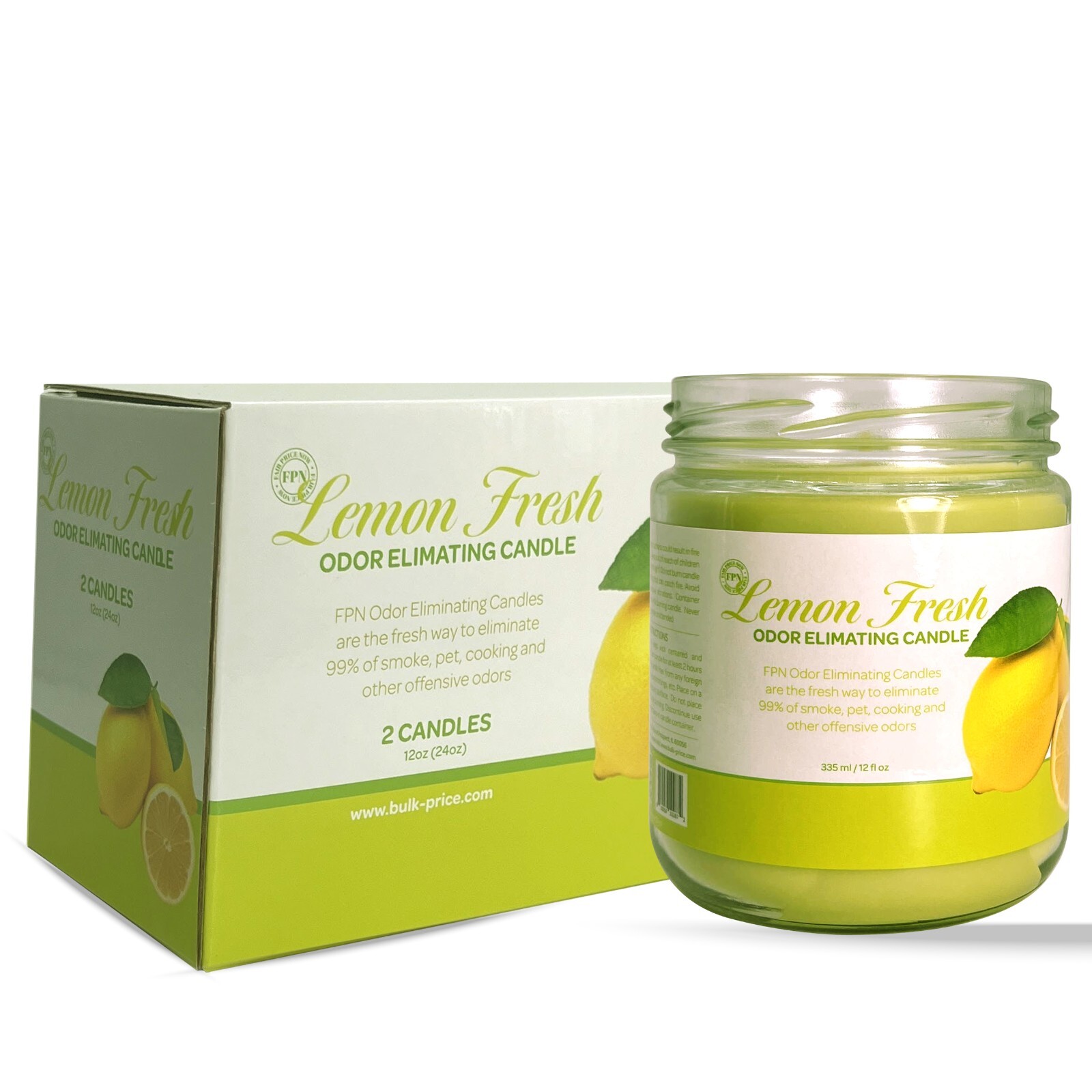 FPN Smoke & Cooking Odor Eliminator Candles 12oz Soy Wax Candle Lemon Scent 2 Pc gallery