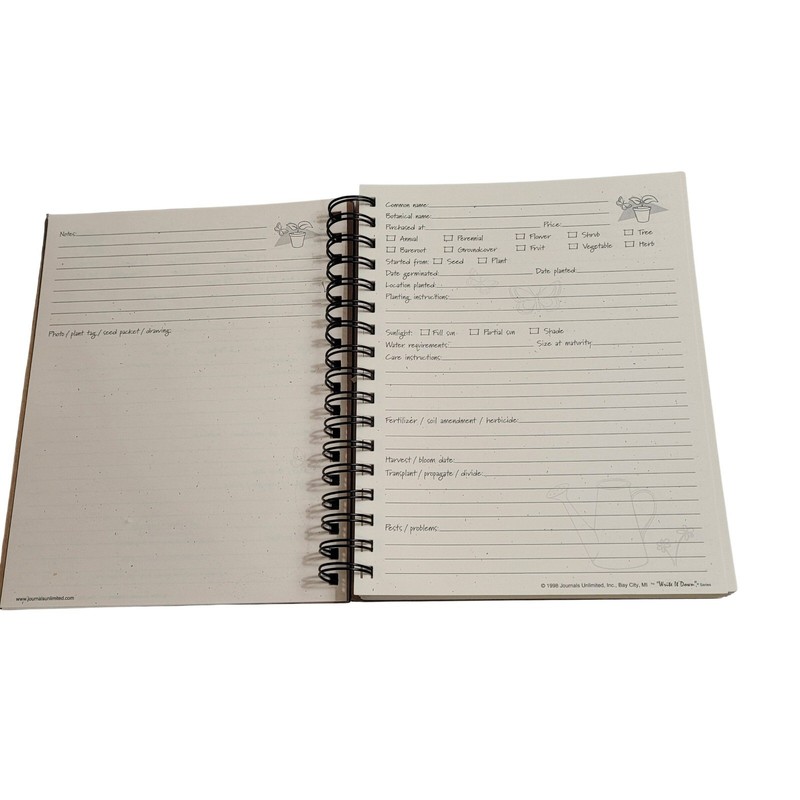 Write It Down! Gardening Journal Notebook Tan Spiral Bound 7.5x9 Guided gallery