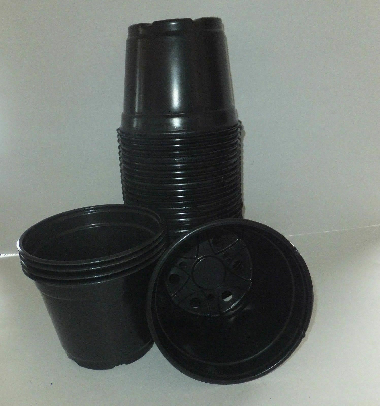 6 inch Round Black Plastic Pots - SET OF 15 - (6" x 4.4") flower pot Nursery gallery