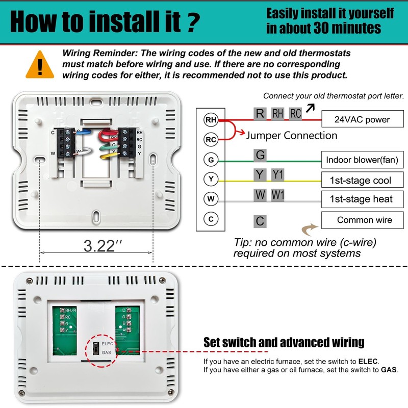 Suuwer Non-Programmable Thermostats Home 1 Heat/1 Cool Conventional Single-Stage gallery