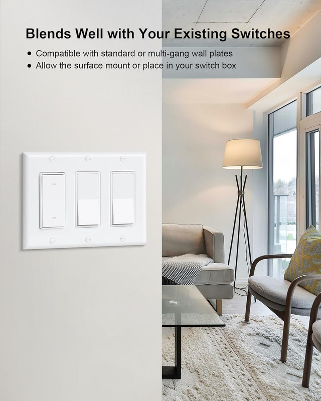 Remote Control Outlet, Decorator Rocker Wall Switch, 200FT Long Range Wireless L gallery