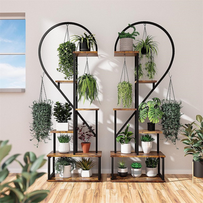 2 Pack Large Plant Stand Indoor Premium Half Heart Plant Shelf with Hanging Hook gallery