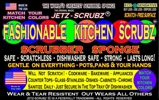 Jetz-Scrubz Kitchen Scrubber Sponges Rainbow Fashion Colors Rectangle, Pack of 6 gallery