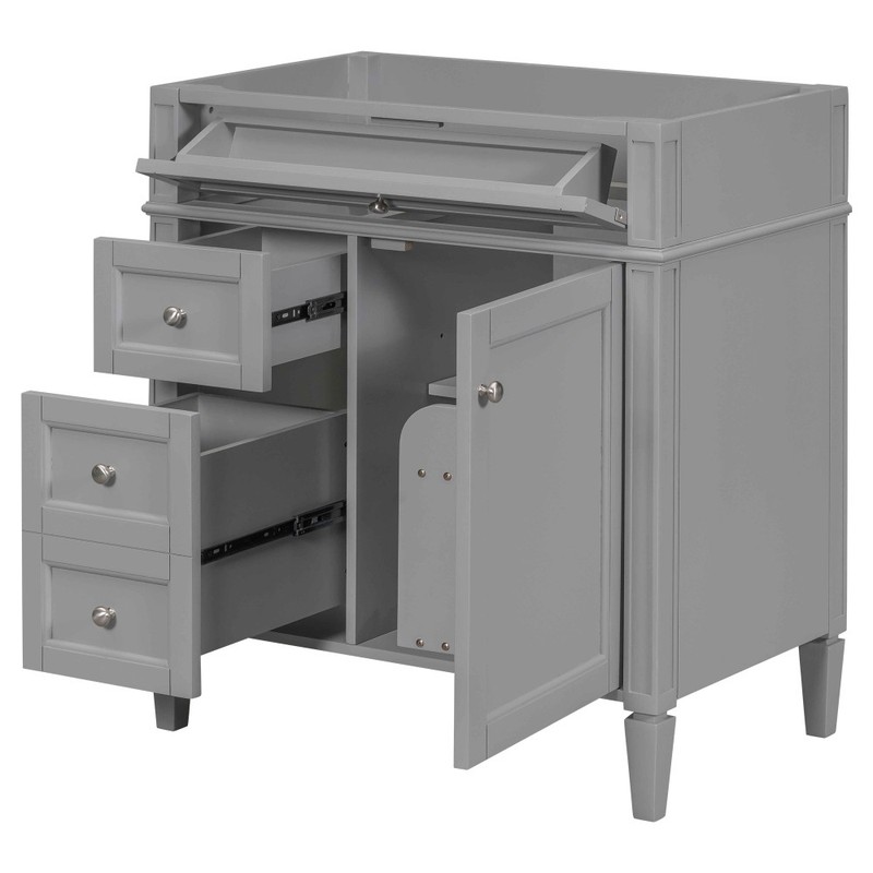 Vanity with no sink Two drawers One pull-out drawer gallery