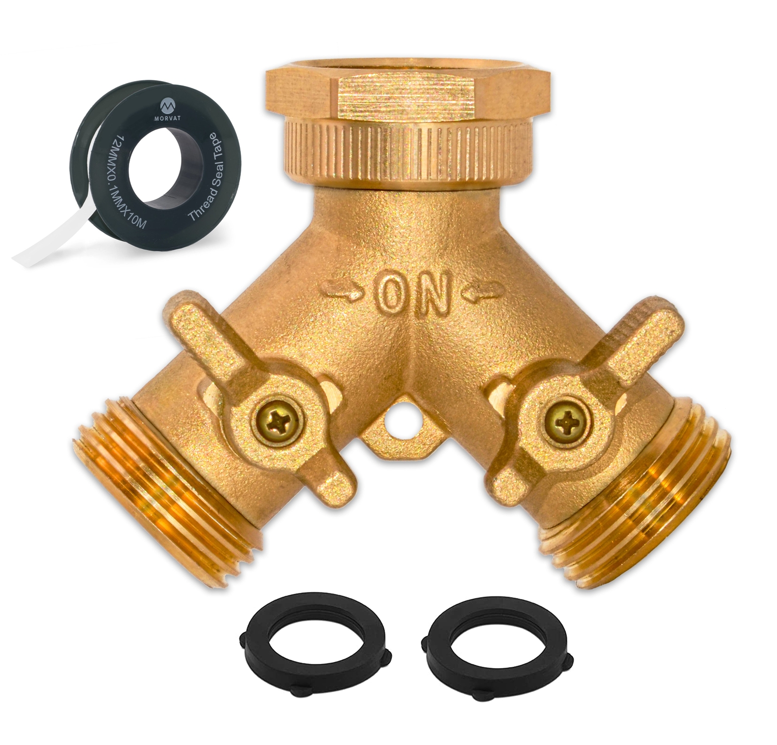 Morvat Heavy Duty Hexagonal Brass 2 Way Garden Hose Y Splitter gallery