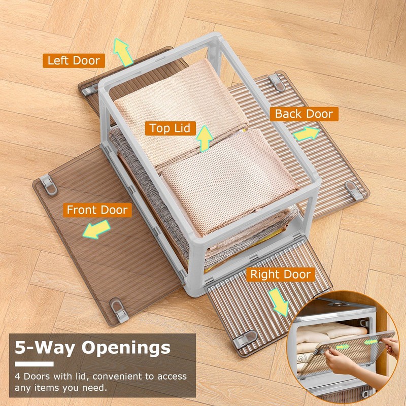 Foldable Storage Bins 4 Doors Collapsible Stackable Closet Organizer Containers gallery