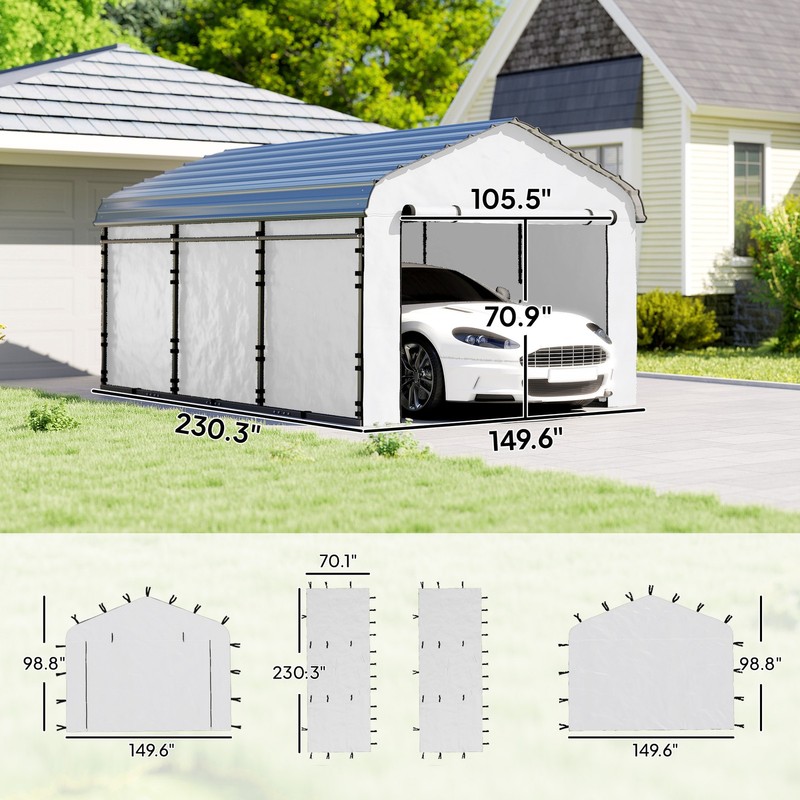 Carport Replacement Sidewall Panel Set of 4 for 12' x 20' Carports gallery