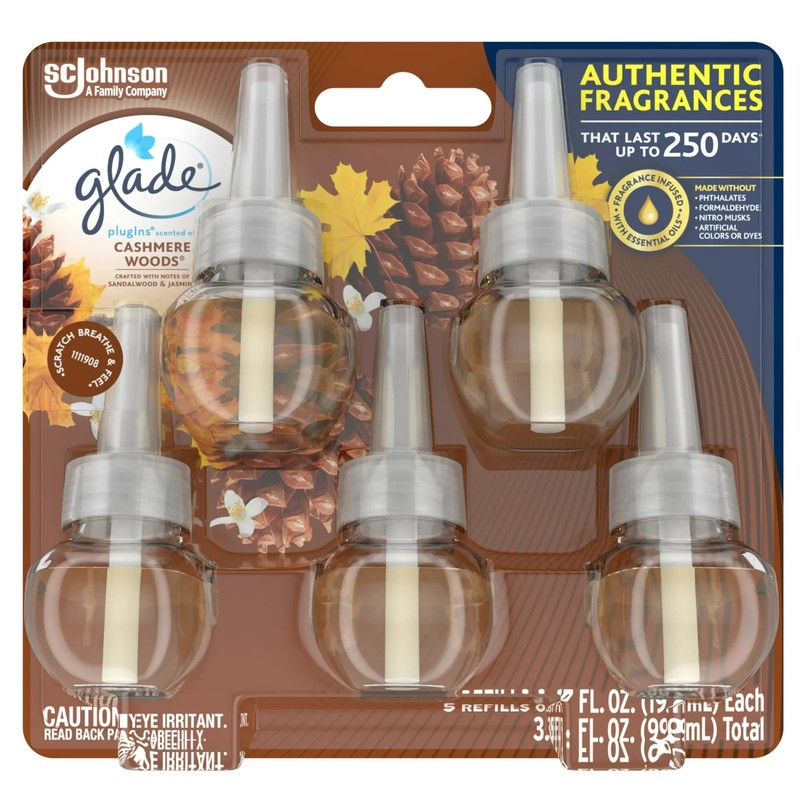Glade PlugIns Refill 5 Count, Cashmere Woods, 3.35 FL. oz. Total, Stocking Stuff gallery