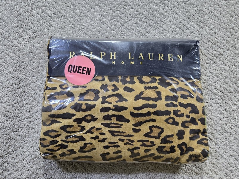 Ralph Lauren Aragon Queen Fitted Sheets New Vintage Leopard Print Sealed gallery