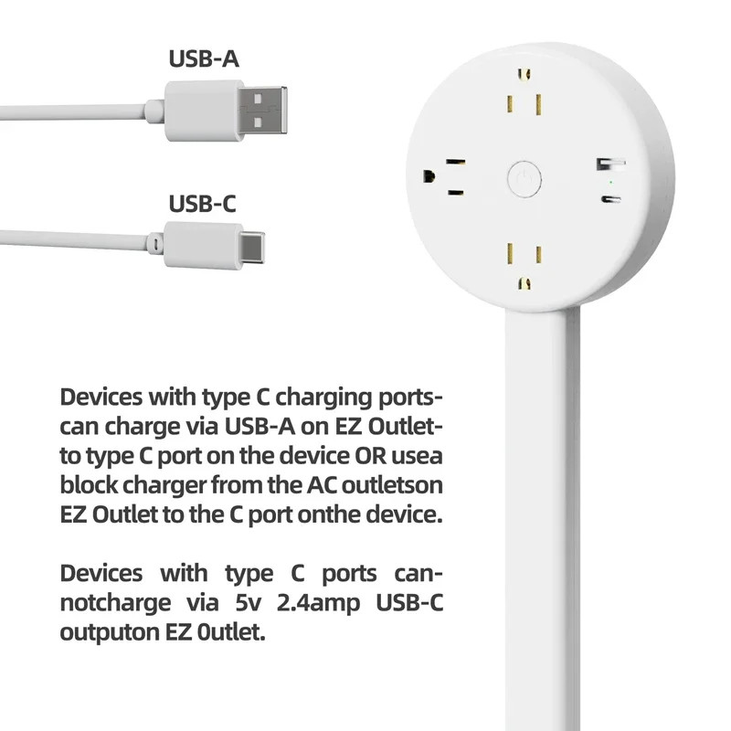 Rotates 180° Electrical Outlet Extender Adjustable Length Extension Cable US Plu gallery