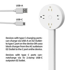 Rotates 180° Electrical Outlet Extender Adjustable Length Extension Cable US Plu