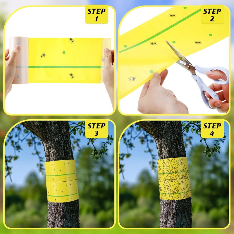 12PCS Spotted Lanternfly Tree Traps 30ft Sticky Barrier Wrap Garden Pest Control gallery