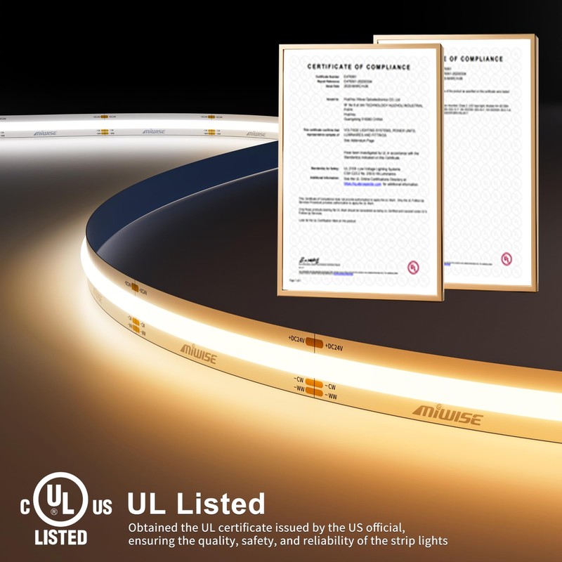 CCT COB LED Strip Light Tunable White32.8ft/10m Dimmable 2700K-6500K CRI90+ 2... gallery