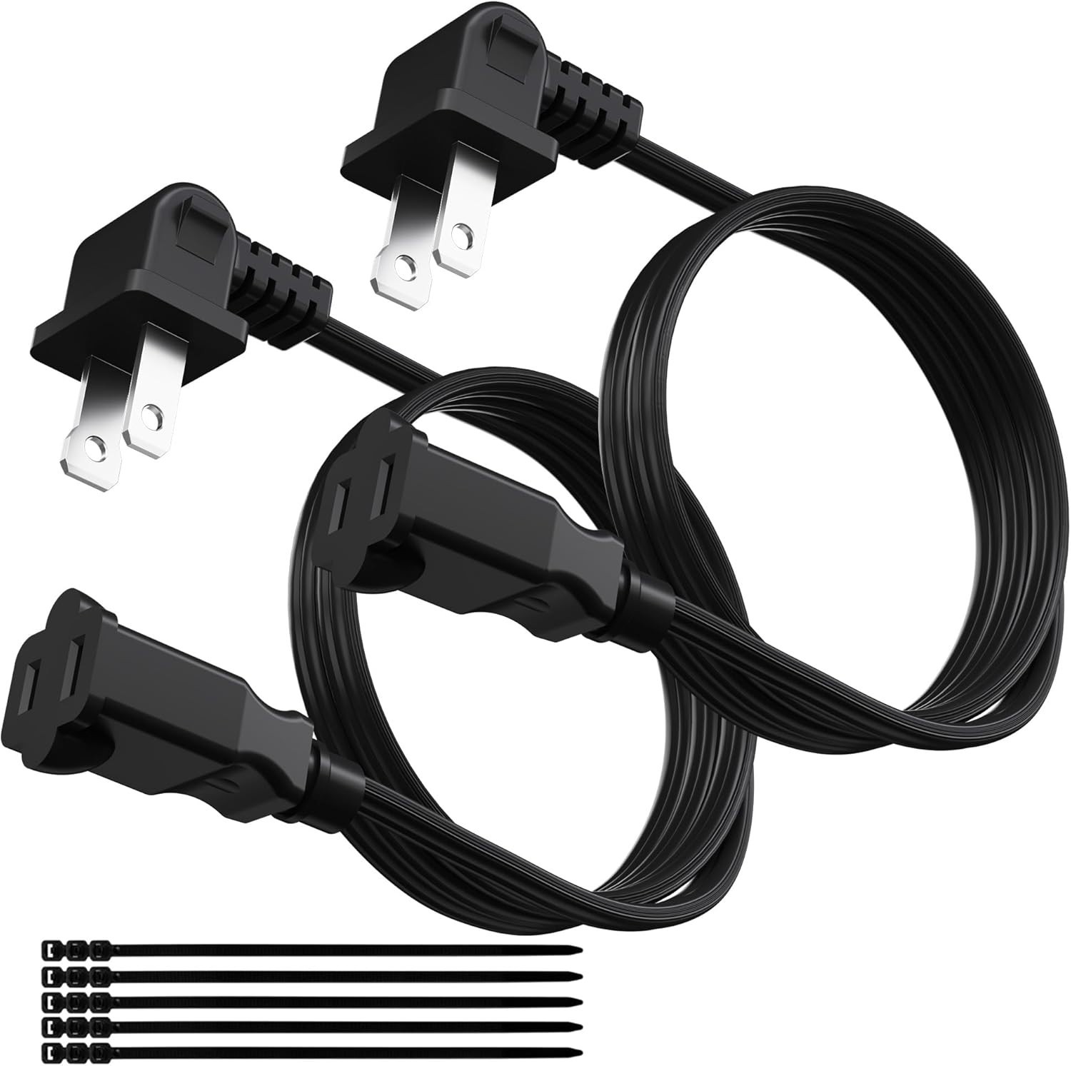 90 Degree 2 Prong Polarized Power Extension Cord 12 FT/2 Pack, Angled Low-Pro... gallery