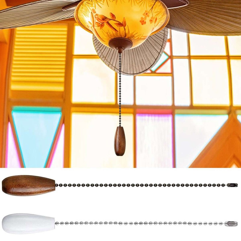 1/2/4PCS Ceiling Fan Pull Chain Extension Beaded Ball Wooden Pendant Light Lamp gallery