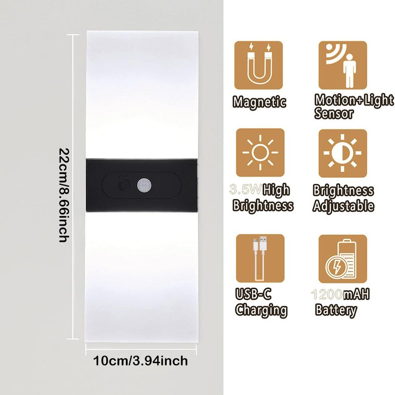 2PCS Motion Sensor Wall Sconces, Battery Operated Wall Sconce Rechargeable Light gallery