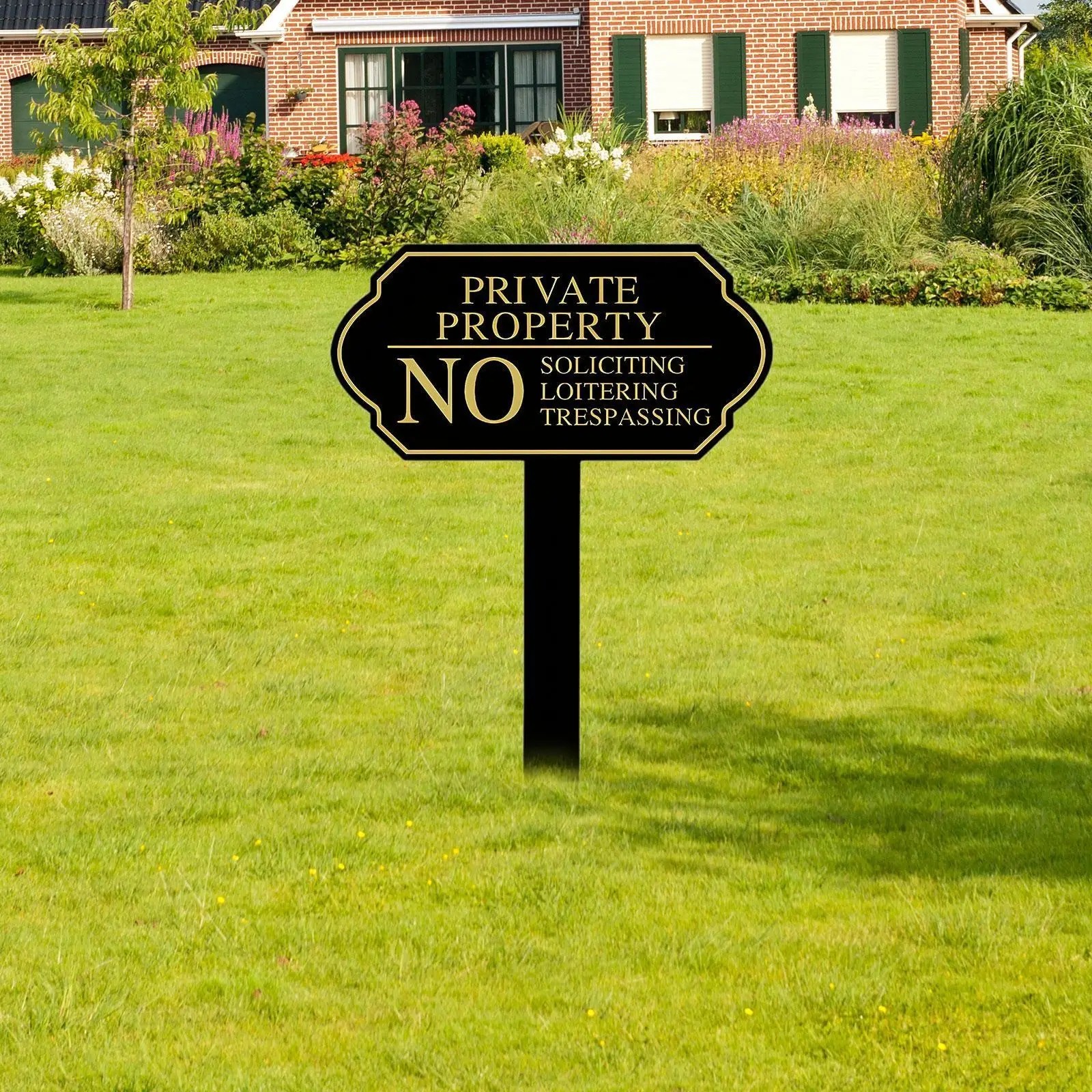 No Soliciting Sign for House with Stake, Easy to Install, Metal Yard Warning Sig gallery