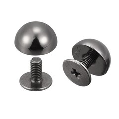 10x6mm Screw Back Rivets Solid Round Head Leather Studs Black 20 Sets