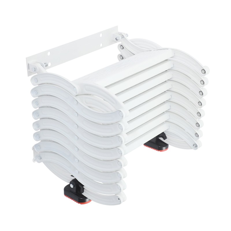 Attic Loft Pull Down Ladder 8 Step Wall Mounted Folding Loft Ladder Stairs White gallery