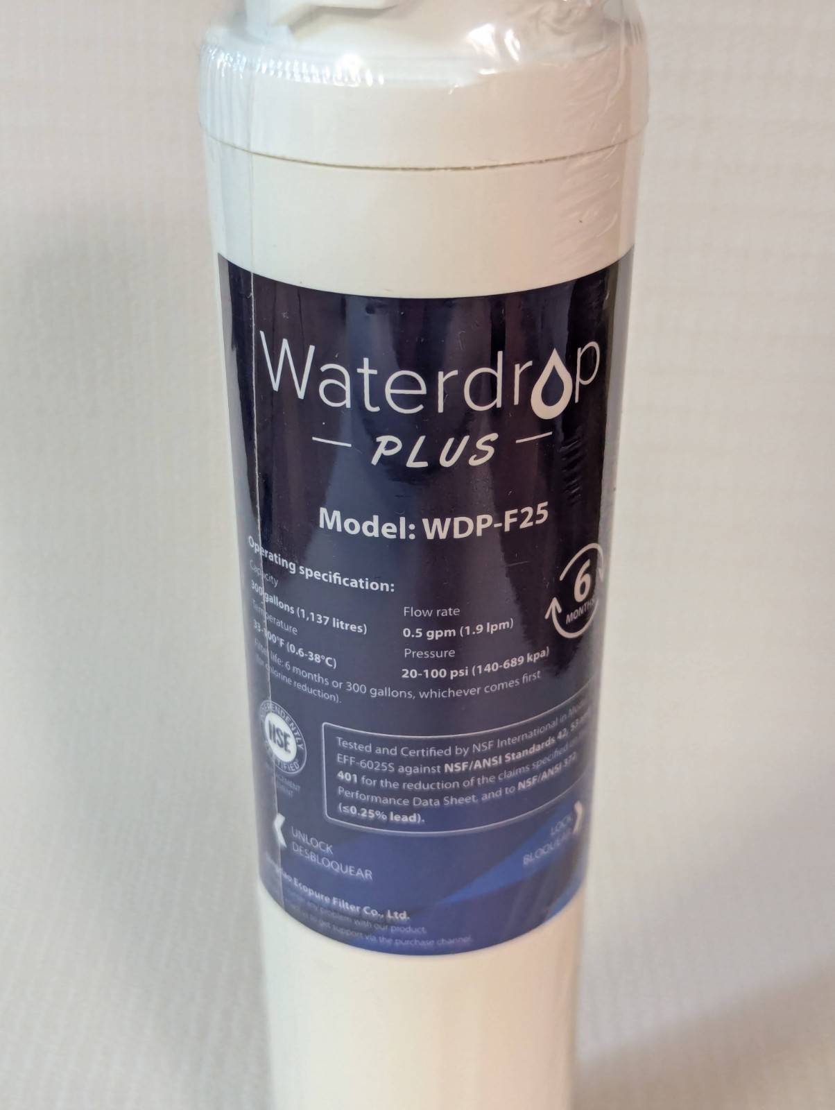 Waterdrop Plus Model WDP-F25 Water Filter Replacement 300 Gallons 6-Month gallery