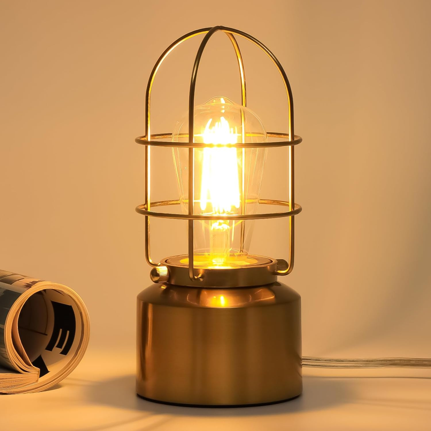 Small Touch Gold Table Lamp for Small Spaces - 3 Way Dimmable Industrial Bedside gallery