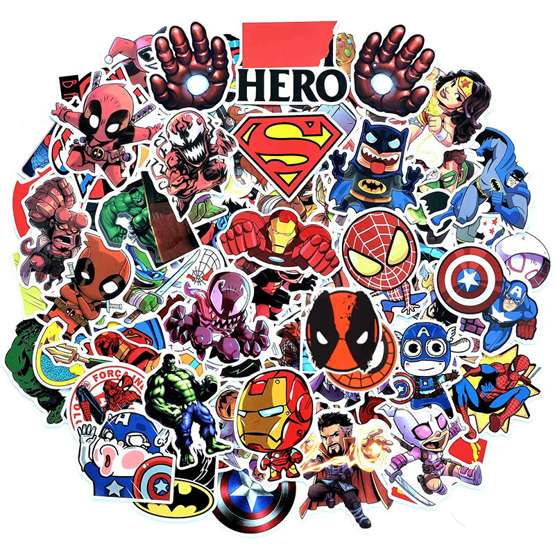 100Pcs Vinyl Hero Stickers Pack Skateboard Luggage Laptop Decals Dope Bomb Lot gallery