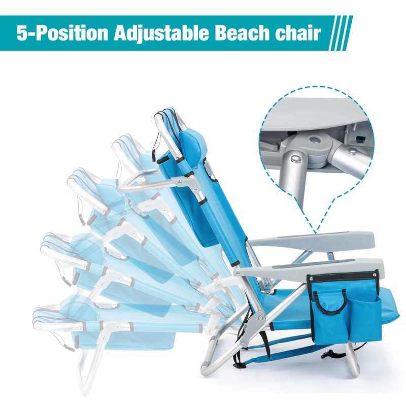 2-Pack Portable Backpack Beach Chair Set 5-Position Outdoor Reclining Chair gallery