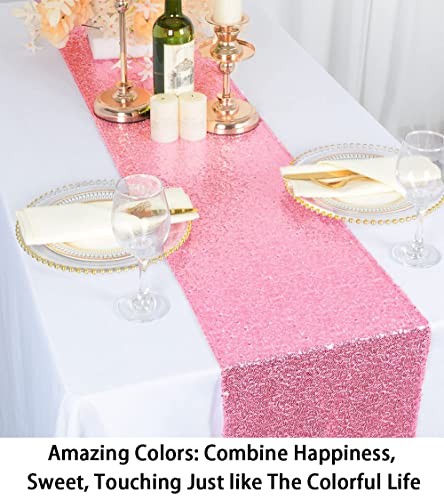 12x108-Inch Sequin Table Runner 1 Piece 12x108" Pink Gold gallery
