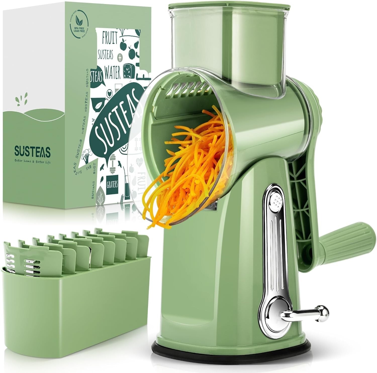 Rotary Cheese Grater w/Handle &5 Blades, Round Slicer & Vegetable Grater gallery
