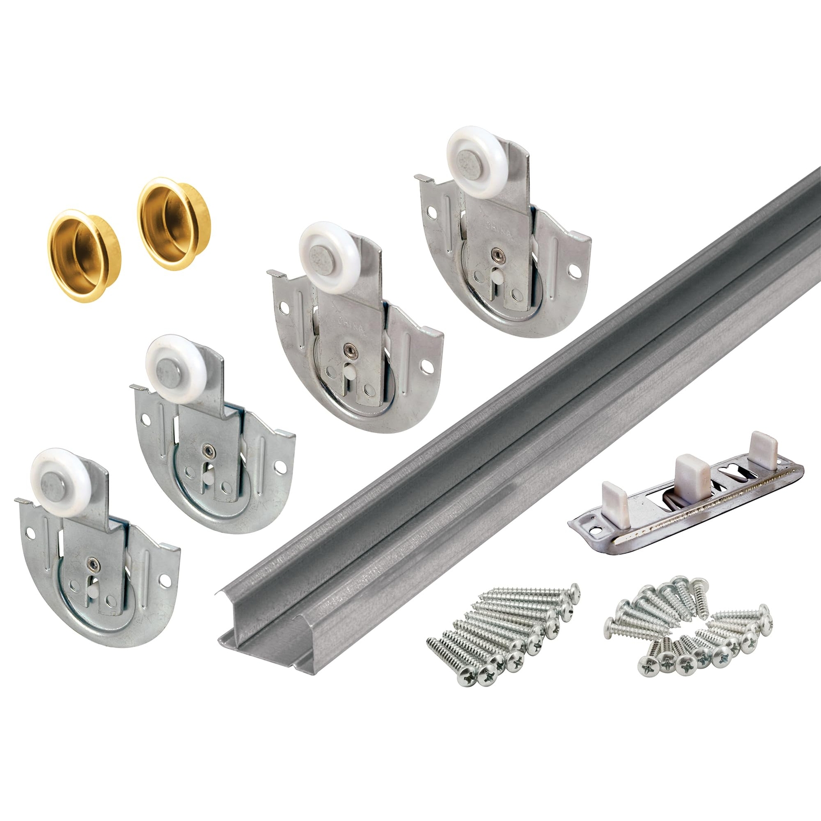 By-Pass Wardrobe Track Kit, 48 In. Opening, Dial-Adjusting Rollers, Steel, 7/8 I gallery